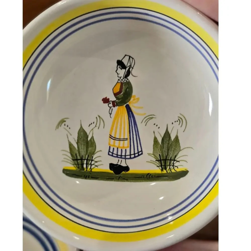 Set 2 Henriot Quimper small bowl and plate 4 inch 